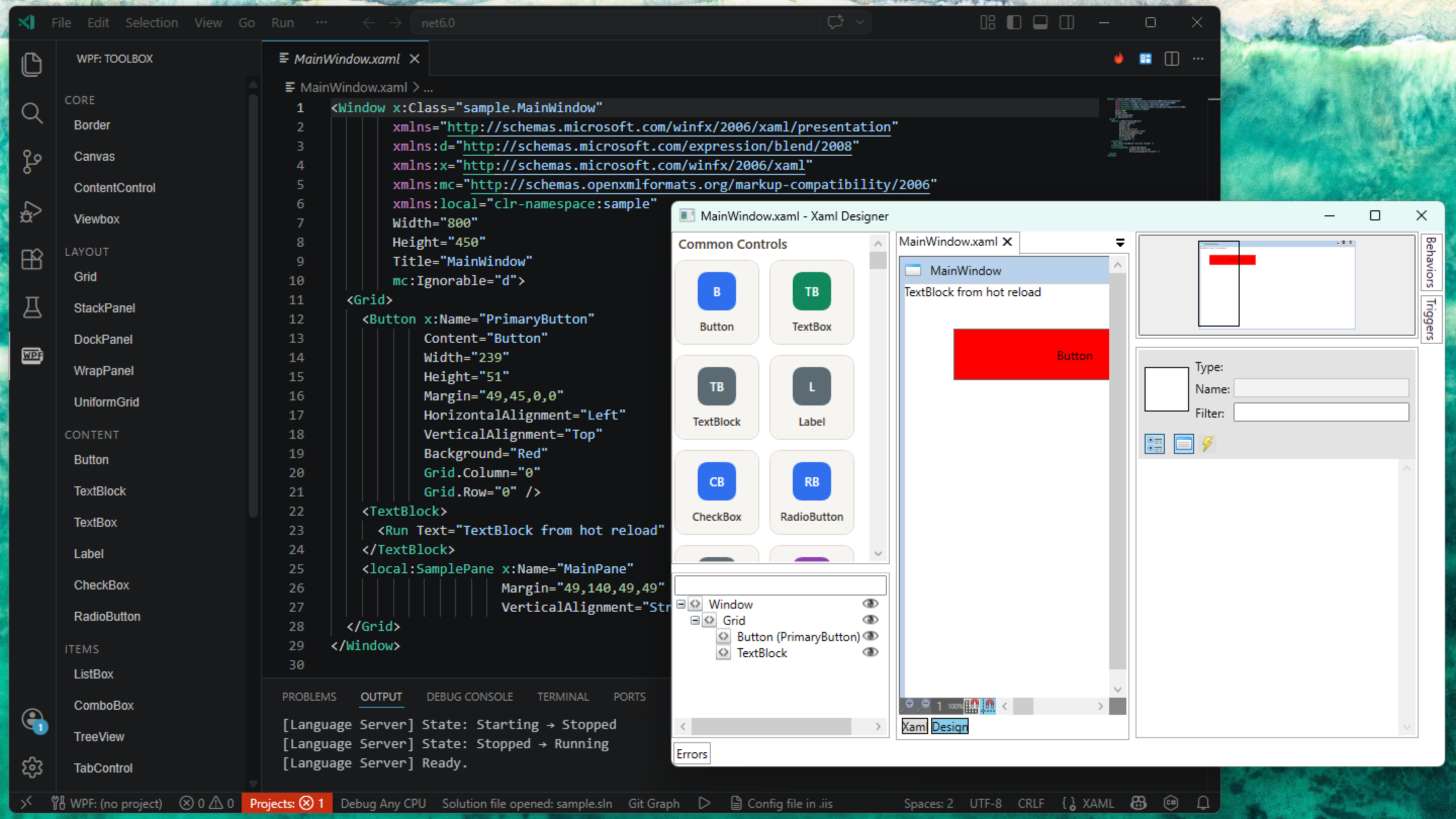 WPF XAML visual designer inside Visual Studio Code